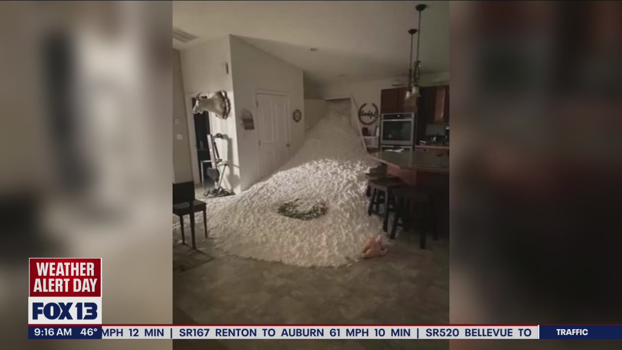 Snow crashes through Wenatchee resident's home