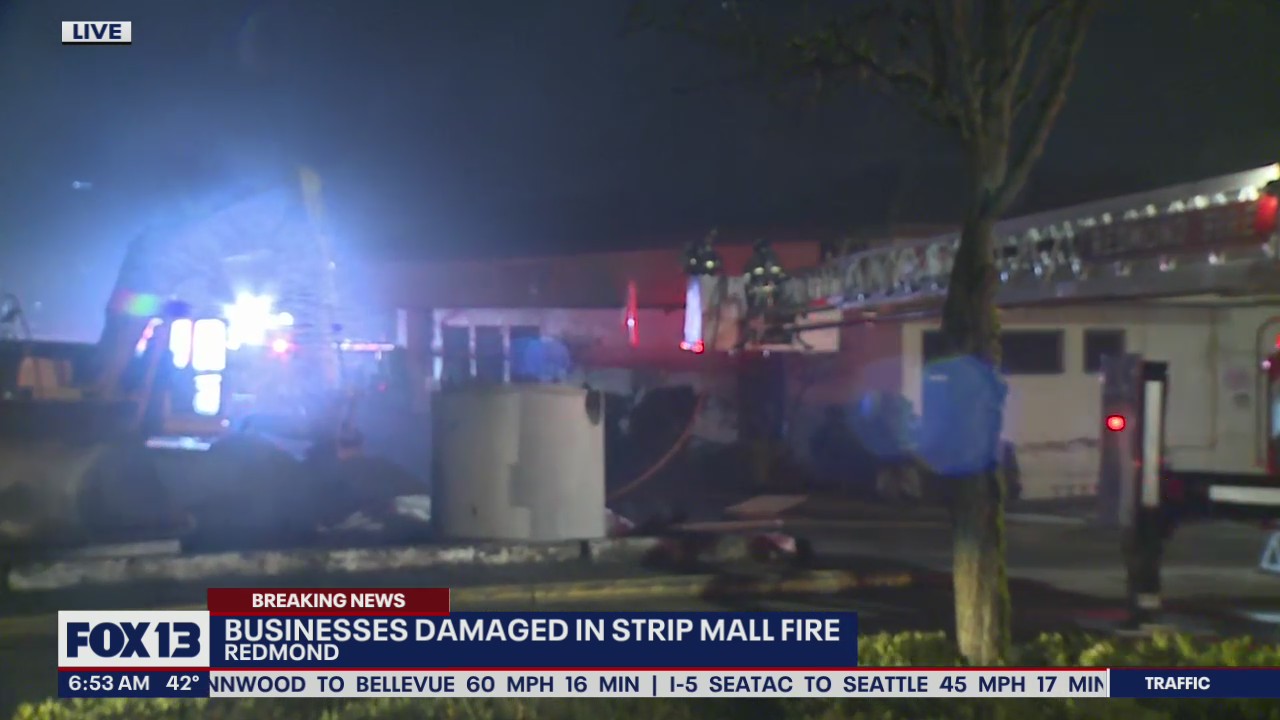 Crews battle Redmond strip mall fire