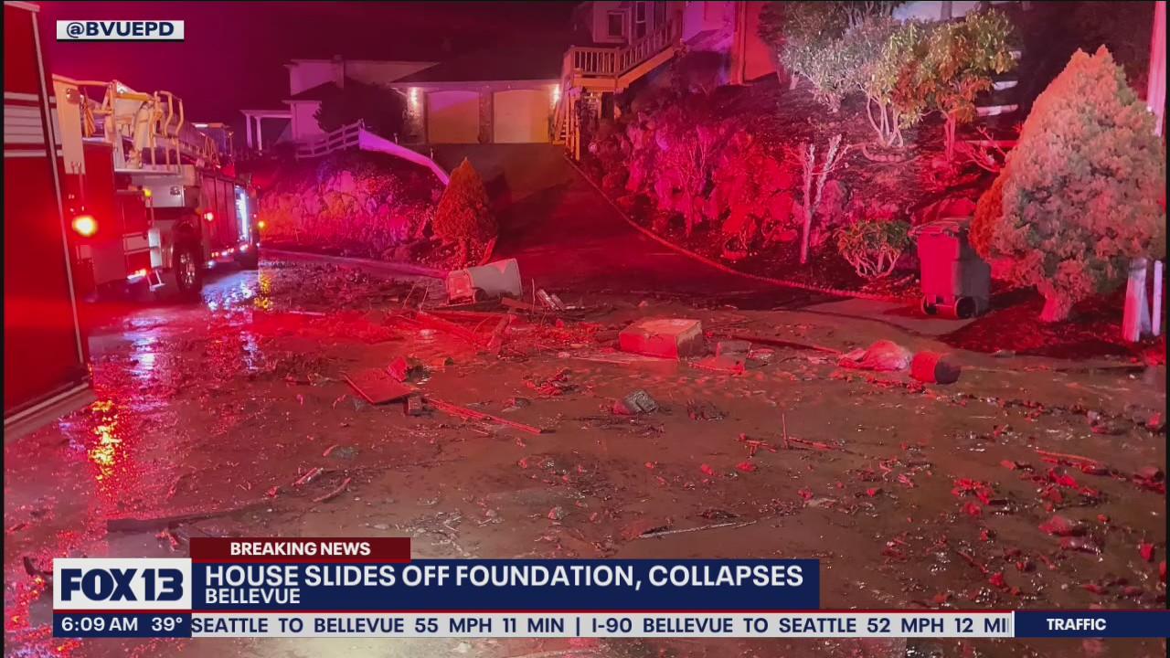 Bellevue house slides off its foundation, collapses