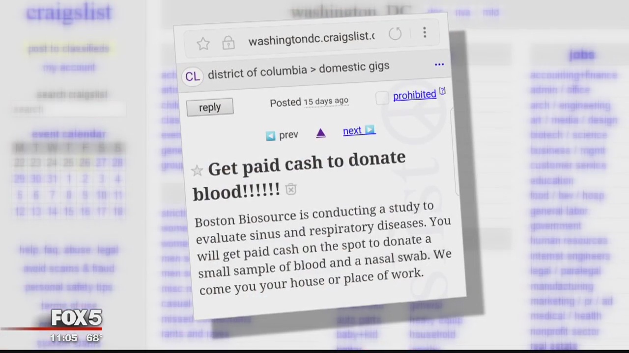 Md. woman claims arrested man drew blood from her for money after responding to Craigslist ad