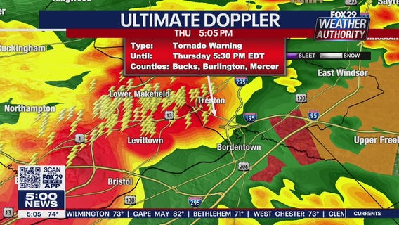 Tornado warnings issued parts of Pennsylvania, New Jersey and Delaware