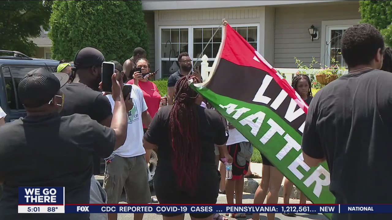 'It's disgusting': Mt. Laurel man hurling racial slurs met by protesters at his home
