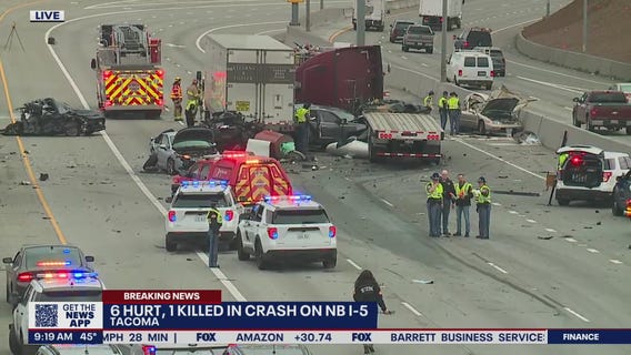 6 hurt, 1 killed in crash on I-5 in Tacoma