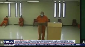 Mount Laurel man captured in racial tirade will remain behind bars.