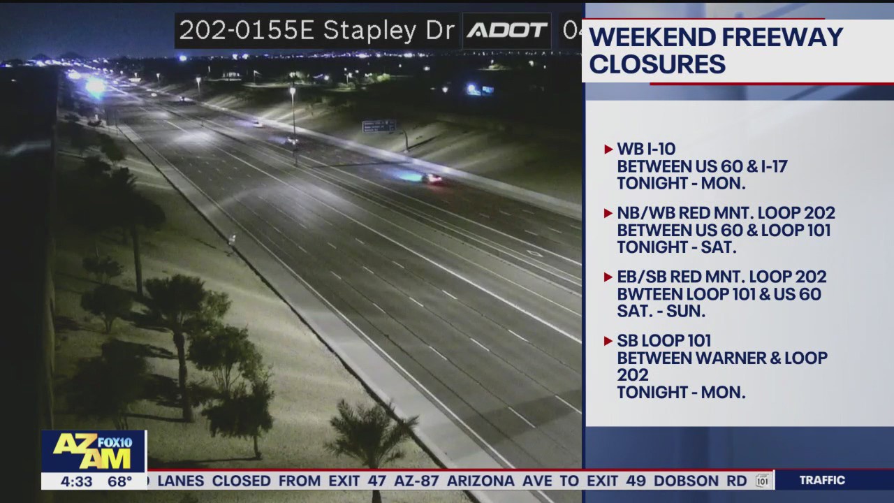 Phoenix weekend freeway closures (April 12-15)