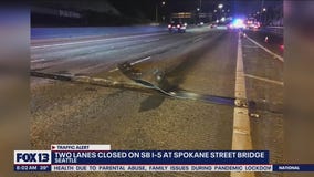 Two lanes closed on Southbound Interstate 5 at Spokane Street Bridge in Seattle, expect traffic