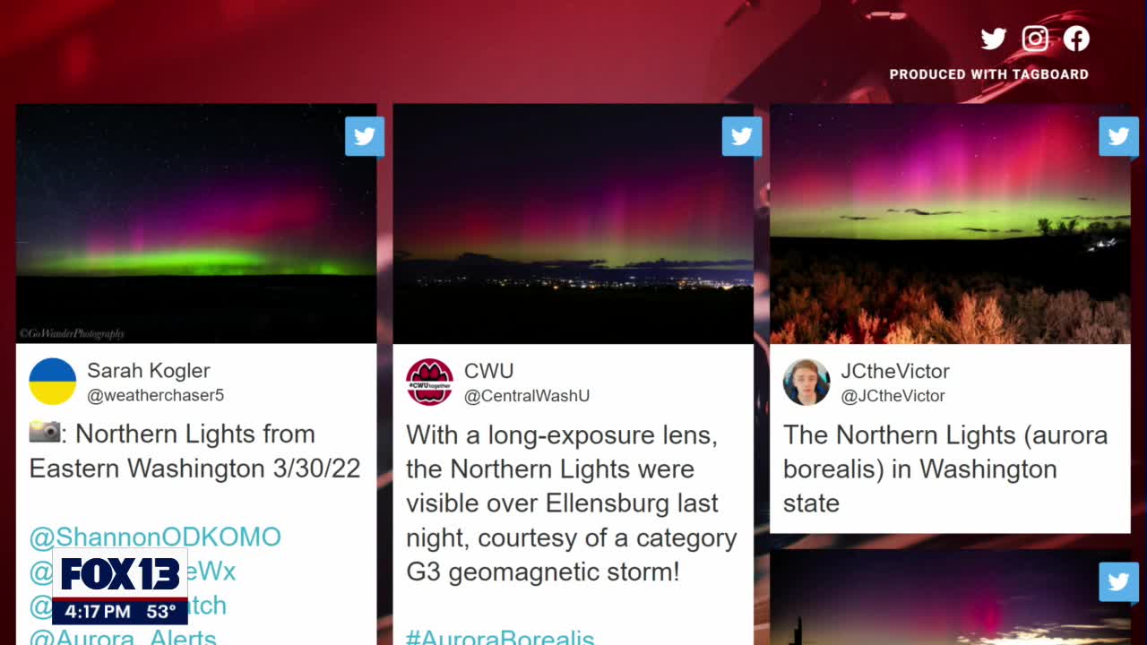 Northern Lights seen in Washington state as skies partially clear