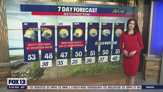 Thunderstorms today, mountain snow tonight