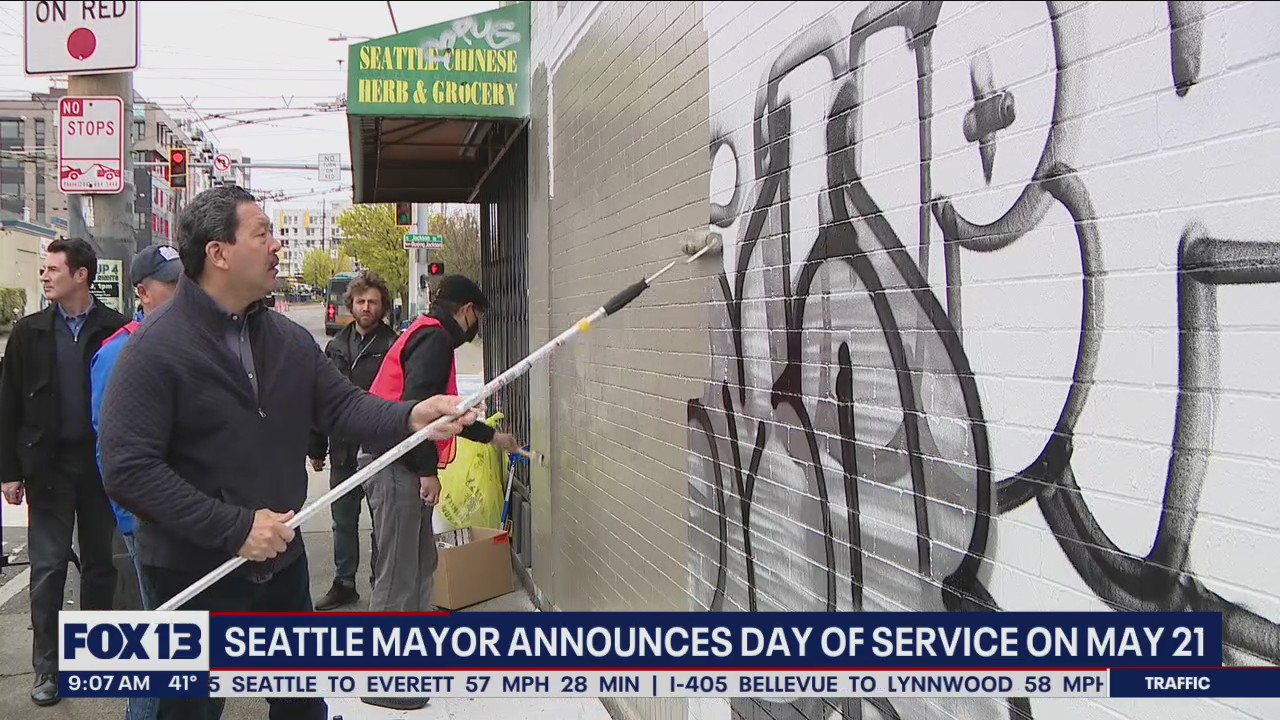 Mayor Bruce Harrell announces One Seattle Day of Service for volunteers to help clean the city