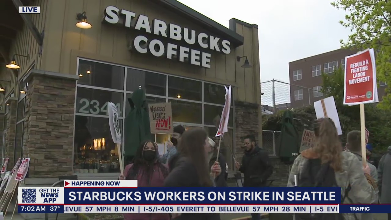 Starbucks workers on strike in Seattle