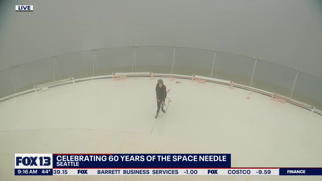 FOX 13?s Abby Acone atop Seattle?s the Space Needle