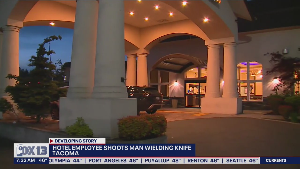 Hotel employee shots man wielding a knife in Tacoma