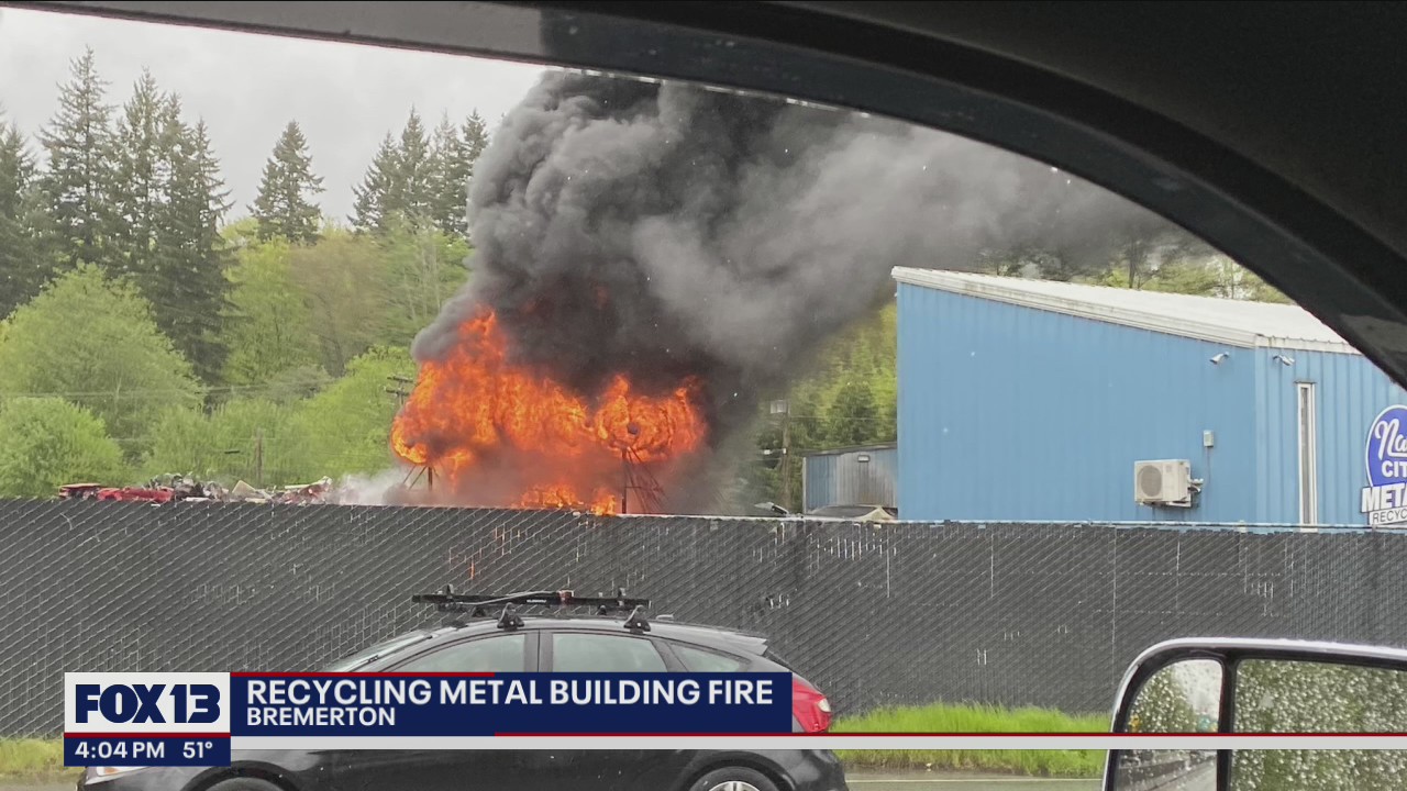 Recycling metal building fire in Bremerton