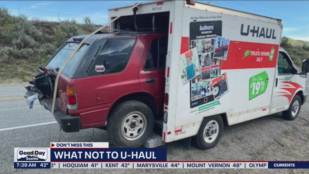 Washington State Troopers pull over a driver who crammed an SUV in the back of a U-Haul near Chelan