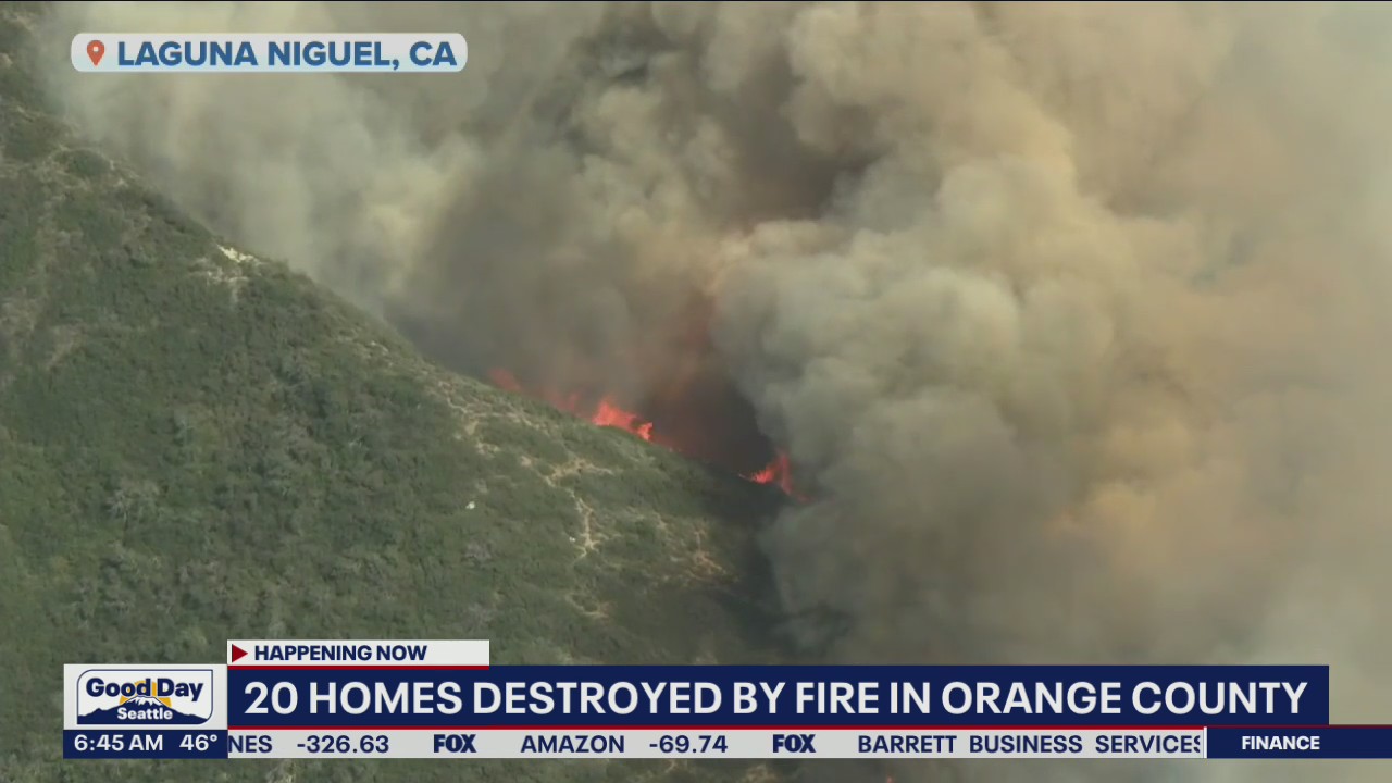 20 homes destroyed by fire in Orange County in California