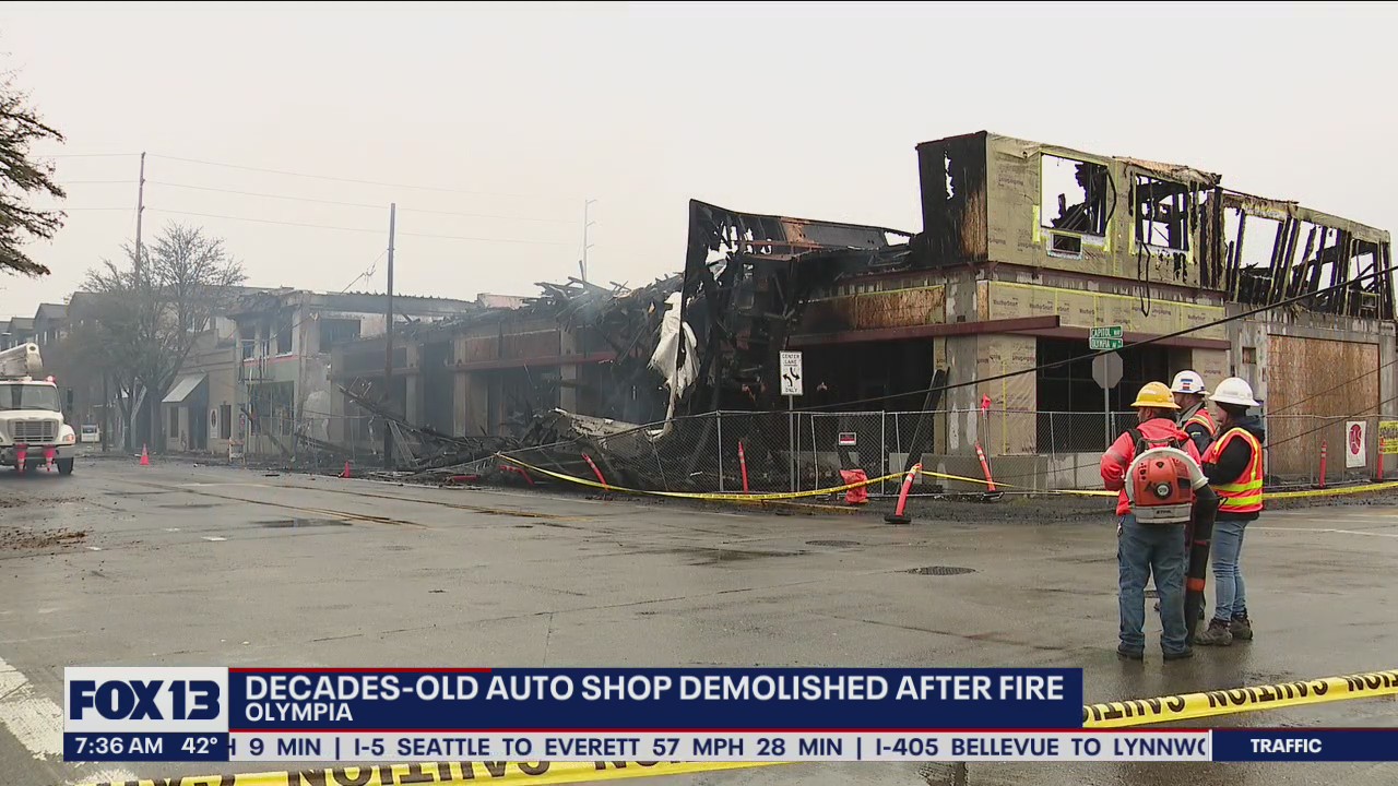 Decades-old auto shop in Olympia is being demolished after a fire in December