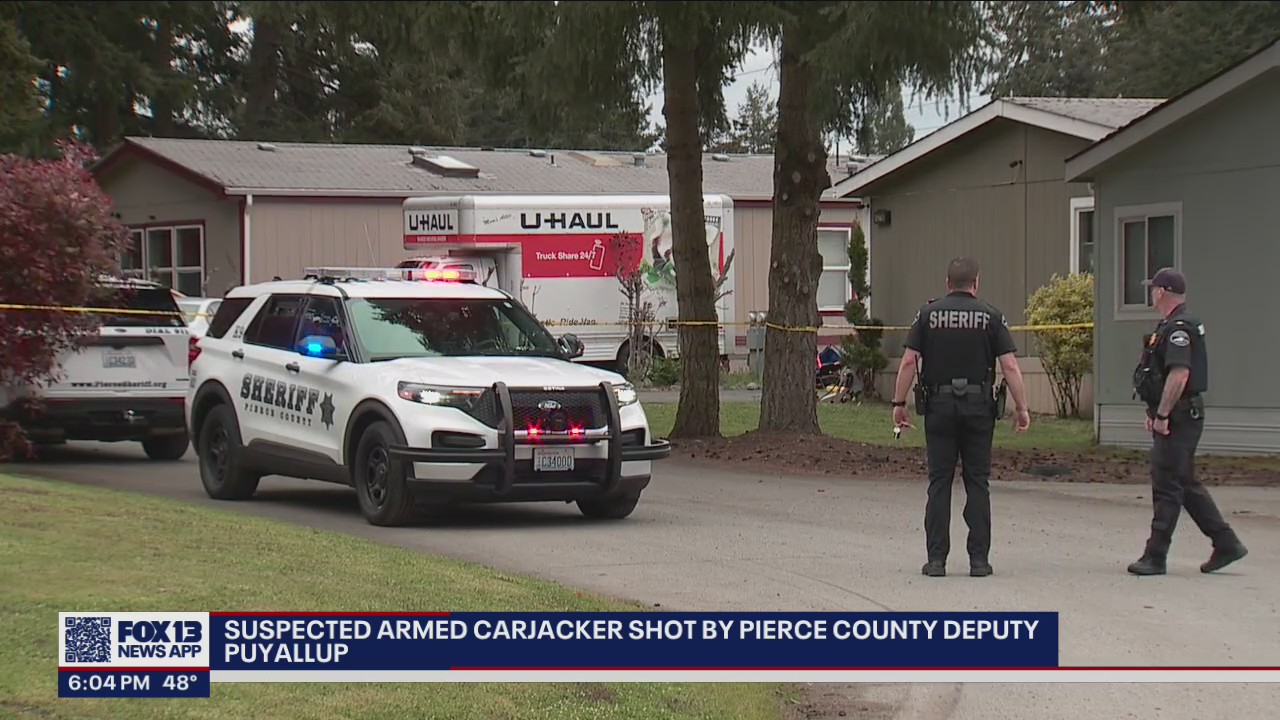 Suspected armed carjacker shot by Pierce County deputy | FOX 13 Seattle