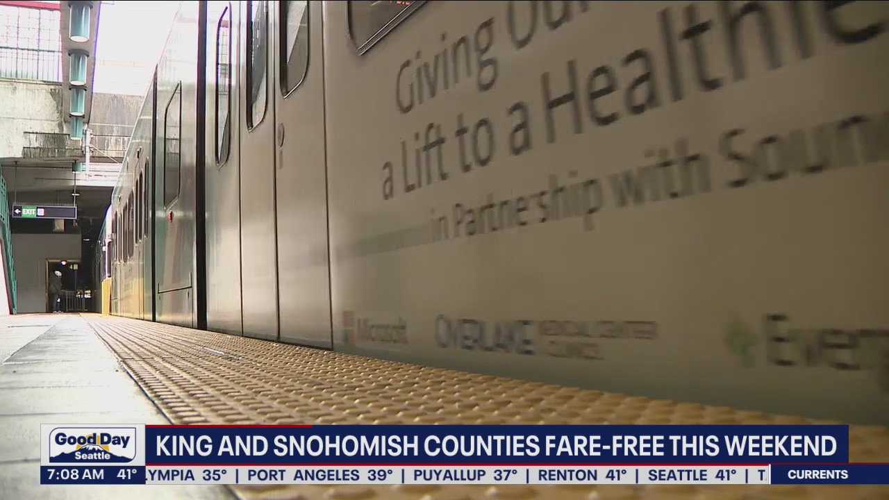 Transit agencies across King and Snohomish Counties are Fare-Free this weekend