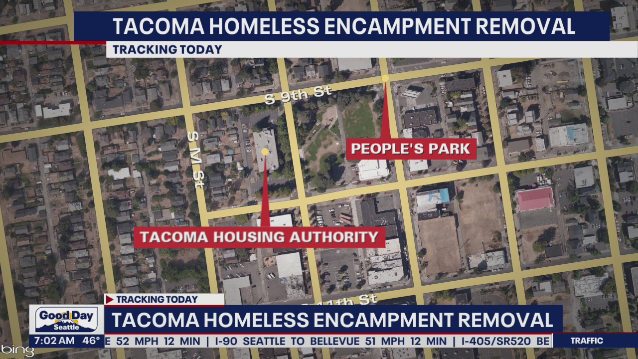 Authorities in Tacoma will remove a homeless encampment Wednesday
