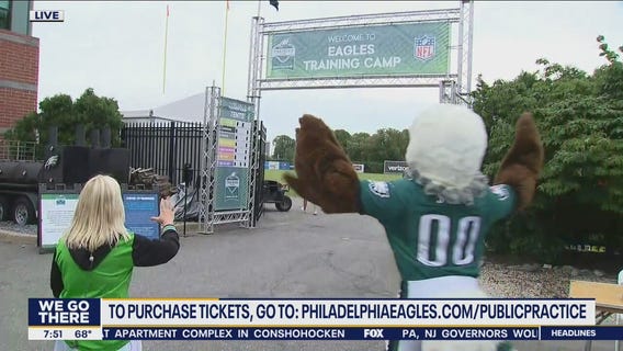 FOX 29's Jenn Frederick gets ready for the Eagles 1st public practice Sunday