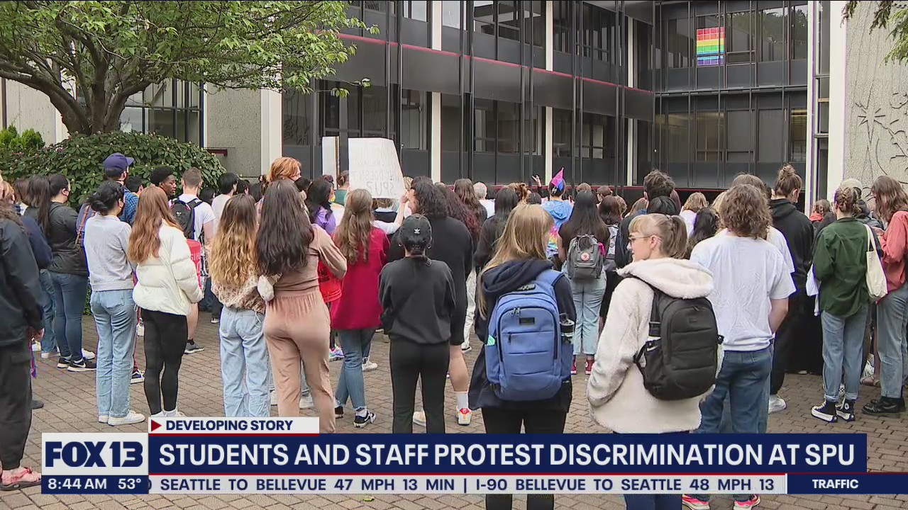 Students and staff protest discrimination at Seattle Pacific University