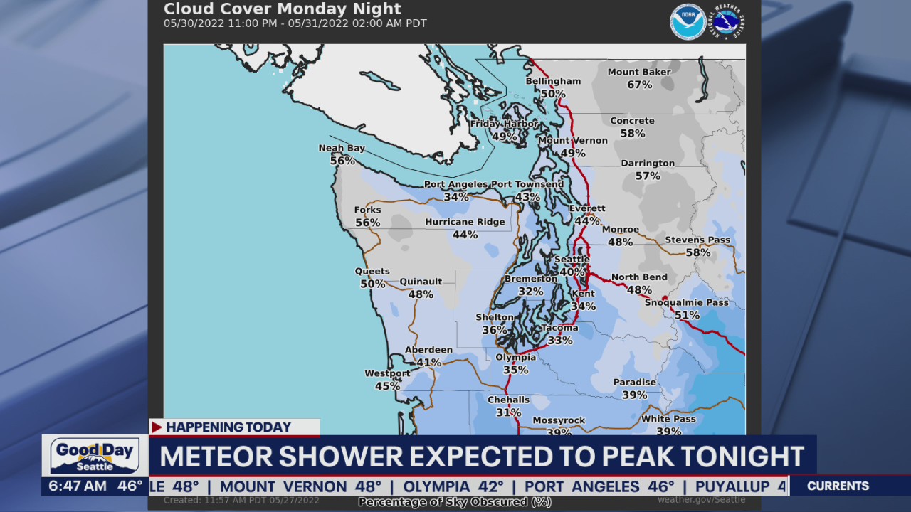 Meteor shower expected to peak tonight across the Puget Sound region