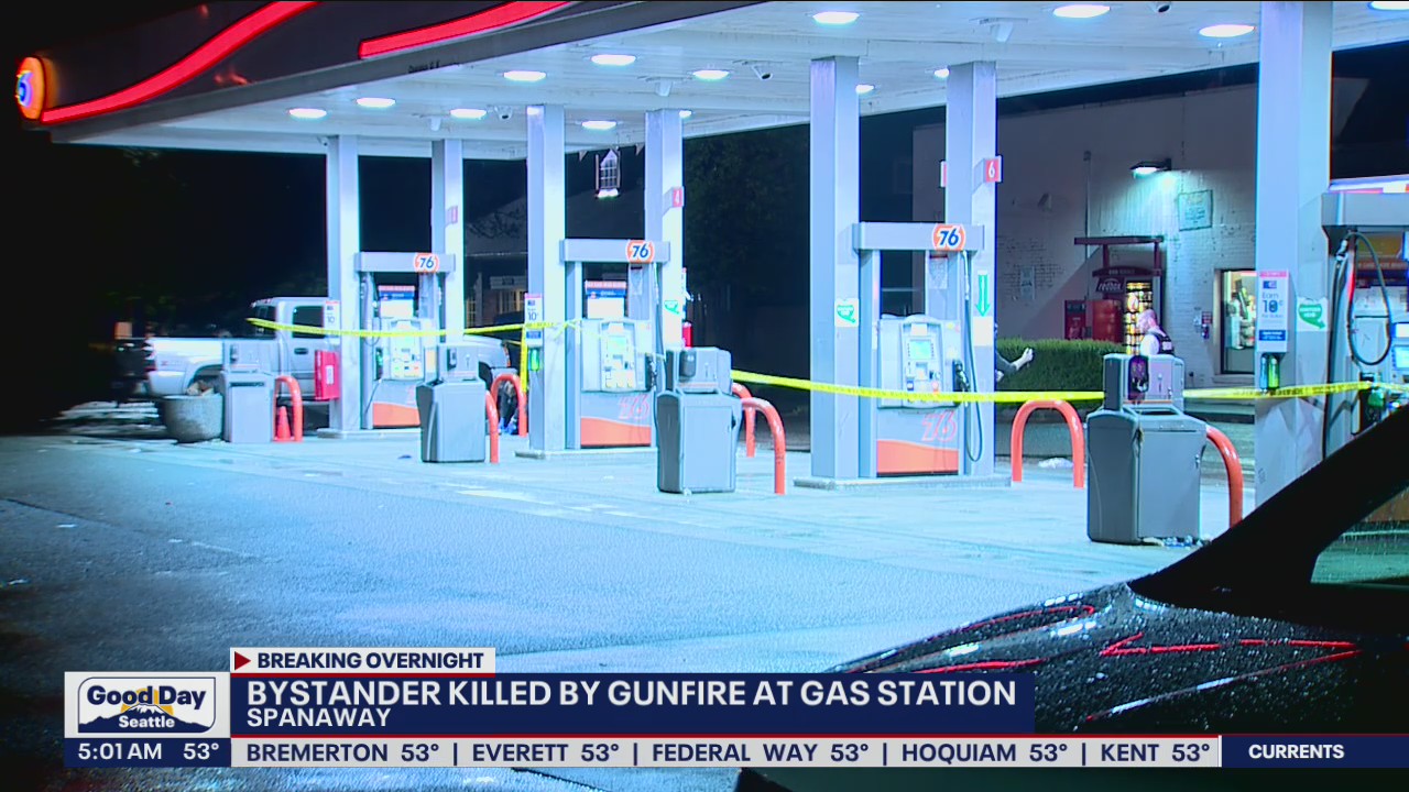 Bystander killed by gunfire at Spanaway gas station