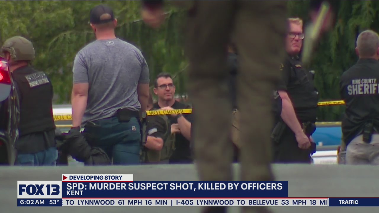 Murder suspect shot, killed by officers in Kent