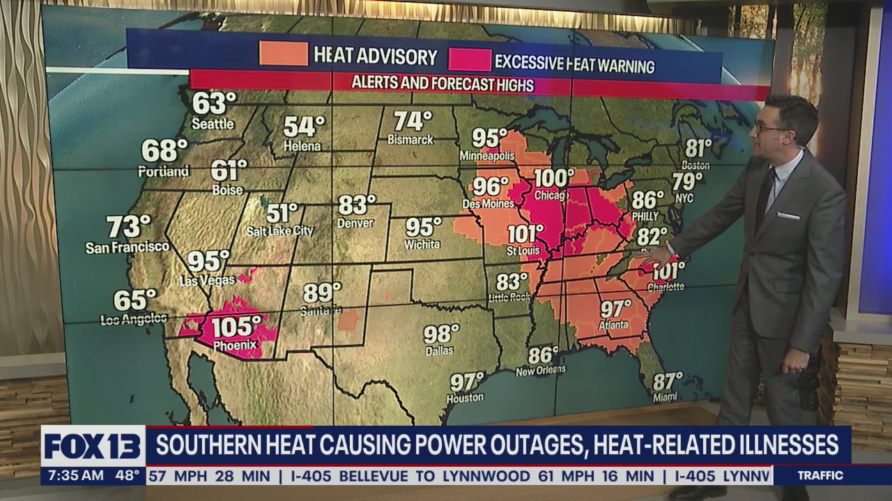 Southern heat causing power outages, heat-related illnesses