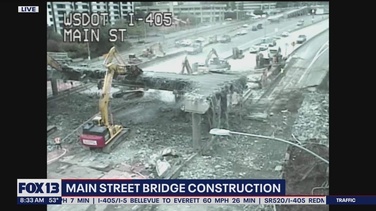 I-405 closed through the weekend in Bellevue to repair Main St. Bridge