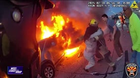 Video: Right place right time, woman saved form burning car | West Coast Wrap