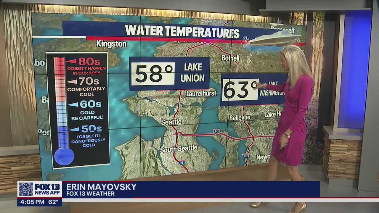 Cold water temperatures in Puget Sound and nearby lakes