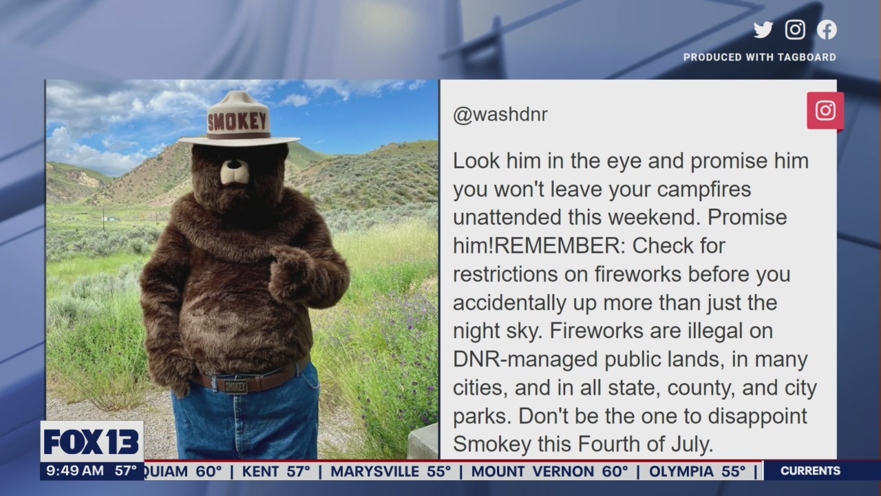 Smokey Bear is asking people to promise not to leave campfires unattended this weekend