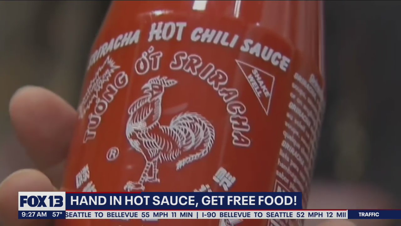 Hand in hot sauce, get free food!