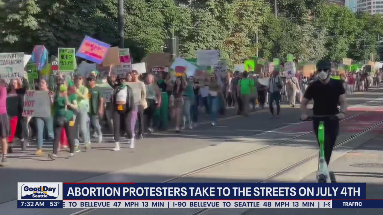 Abortion protesters take to the Seattle streets on 4th of July
