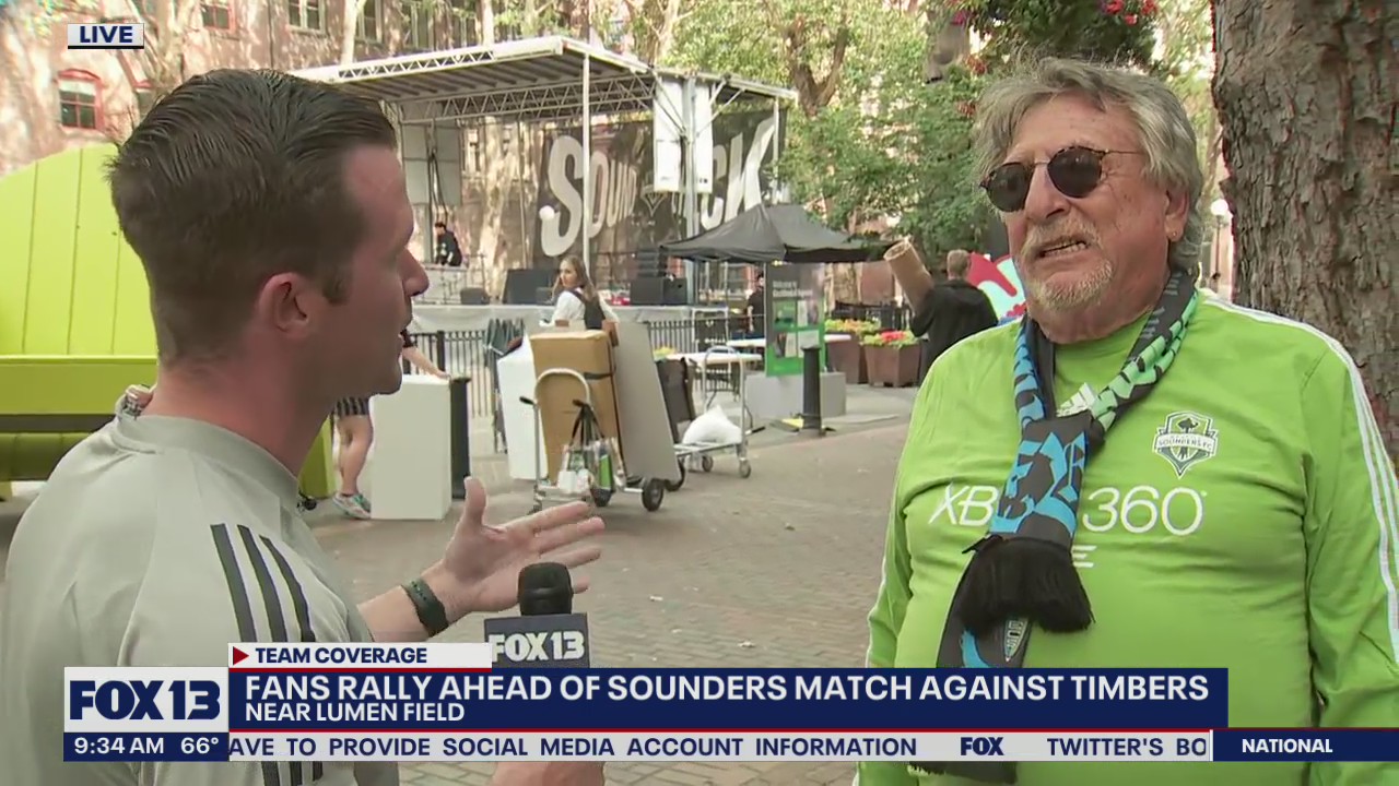 Fans rally ahead of Sounders match against Timbers