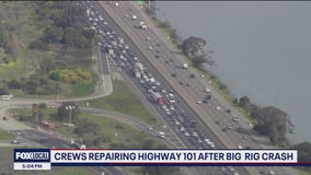 Highway 101 reopens all lanes after day-long repair following truck accident