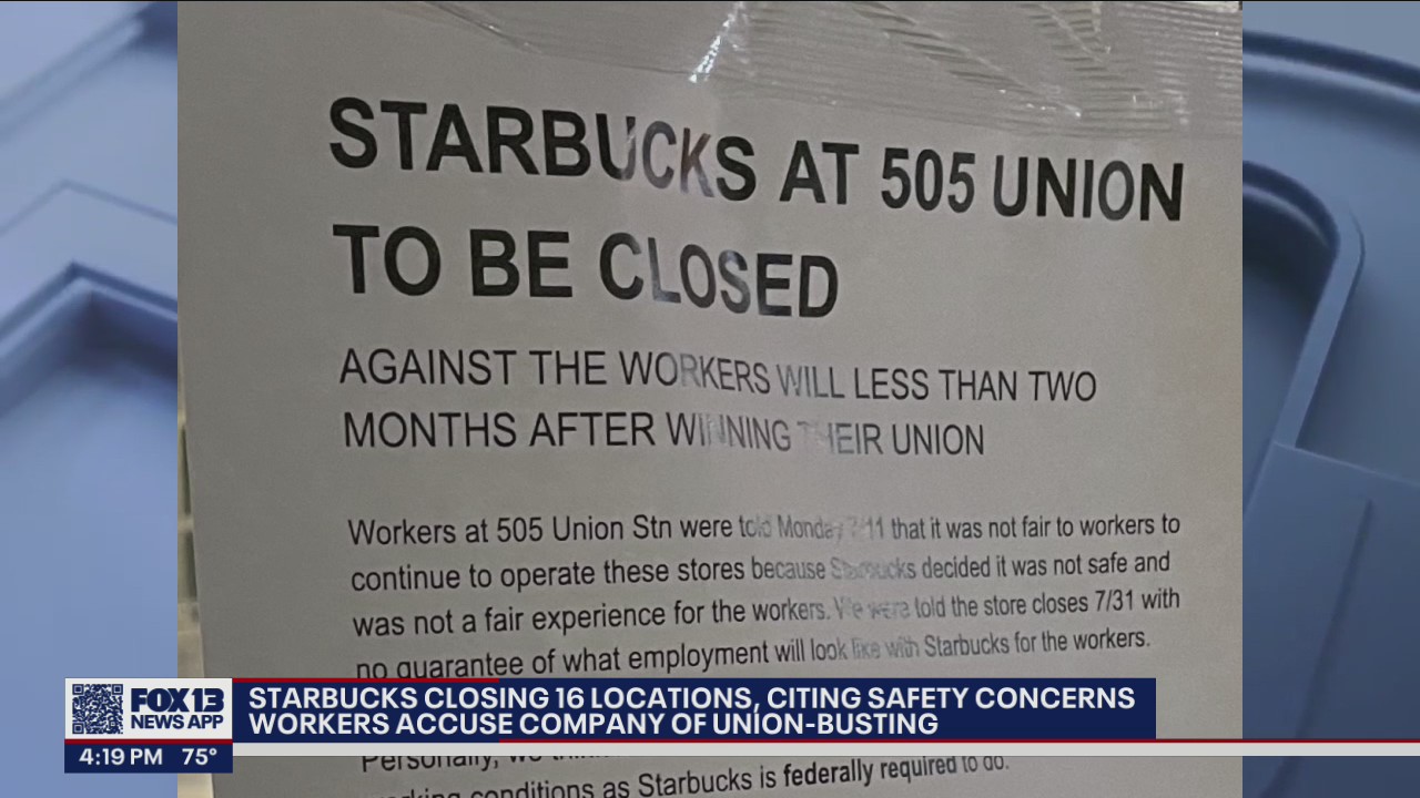 Starbucks closing 16 locations, citing safety concerns