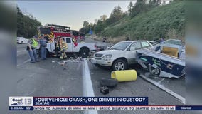 Possible DUI driver arrested after 4-car crash on I-5 in SeaTac
