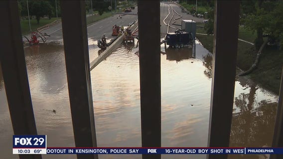 Crews work to clear Vine Street Expressway after historic flooding