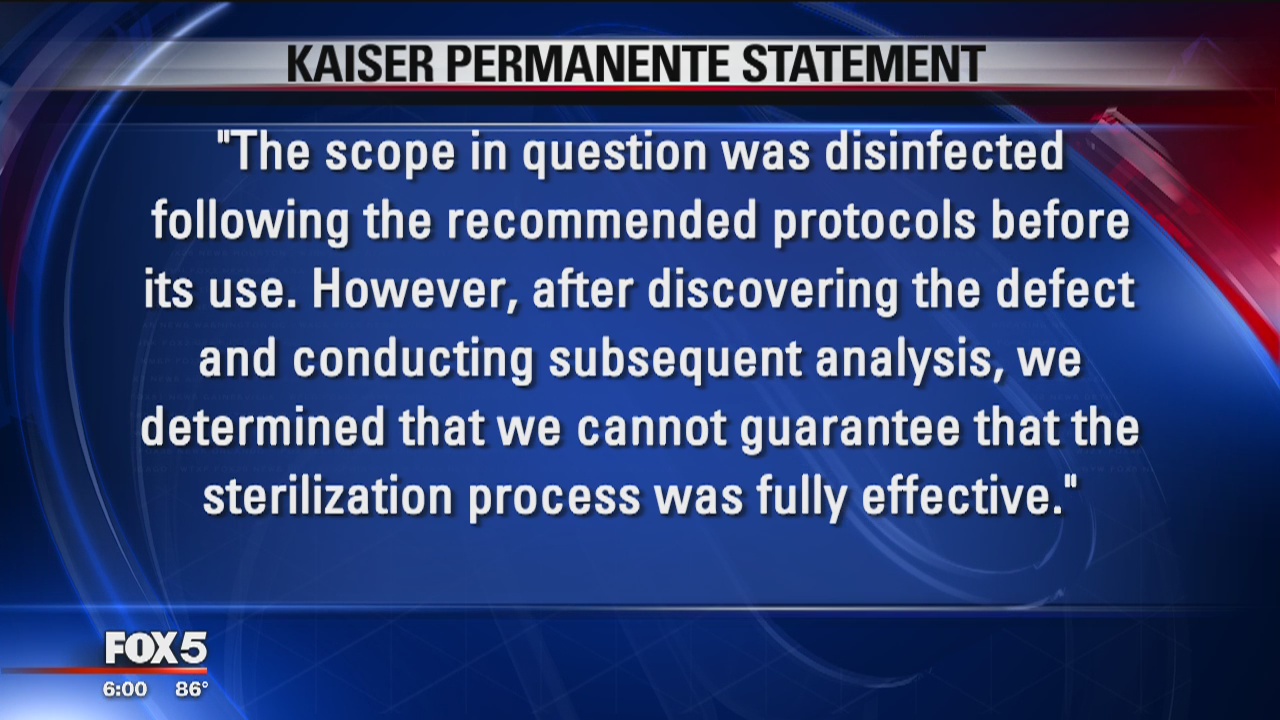 23 Kaiser Permanente patients at risk for illness after equipment may not have been disinfected