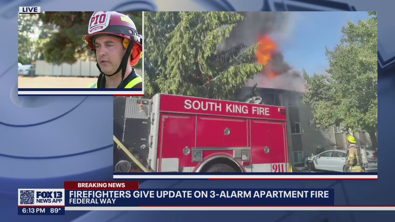 3-alarm fire burns at Federal Way apartment complex | FOX 13 Seattle