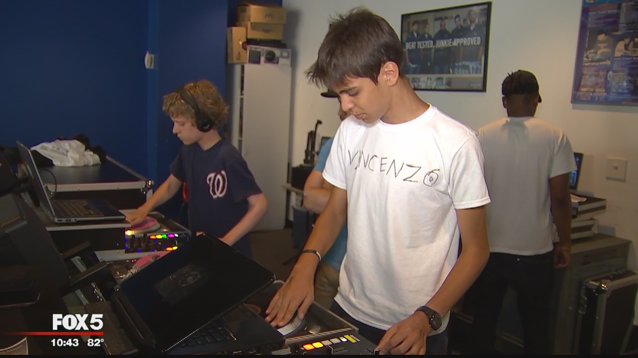 Kids getting hands on at DJ school