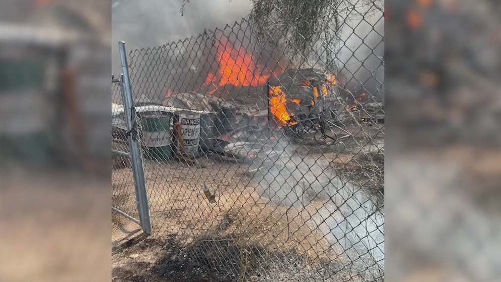 Smoke from business fire seen in the East Valley
