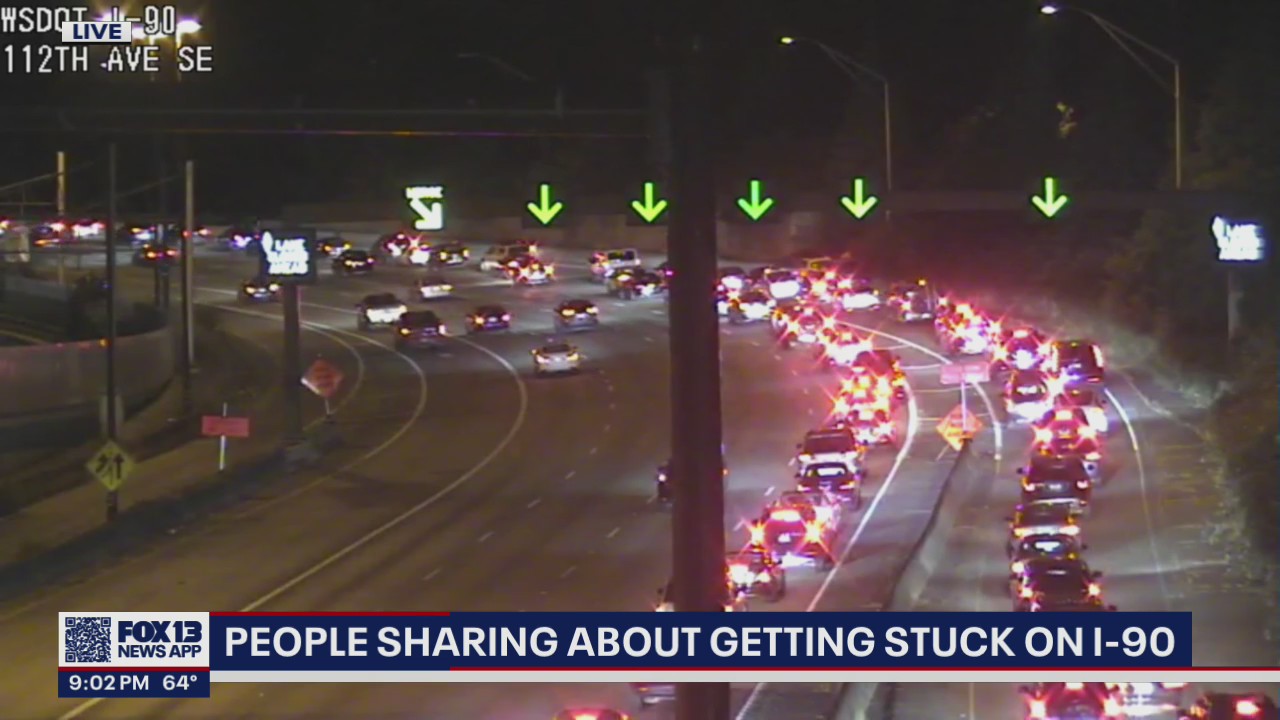 Some stuck in traffic for hours amid I-90 West closure Mercer Island to Seattle