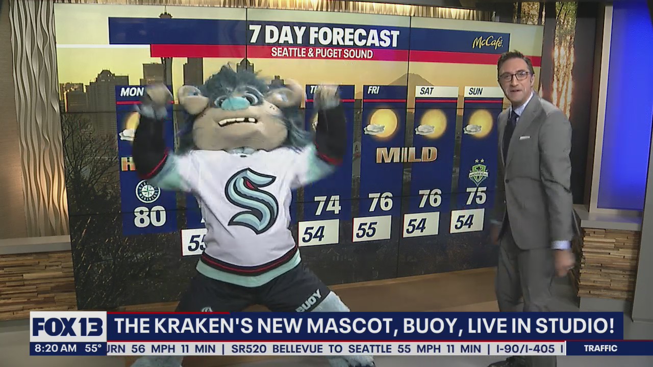 Kraken's new mascot Buoy visits Good Day Seattle