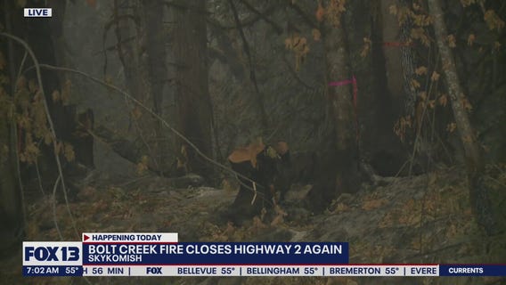US 2 closure on Wednesday to remove trees burned above highway in Bolt Creek Fire