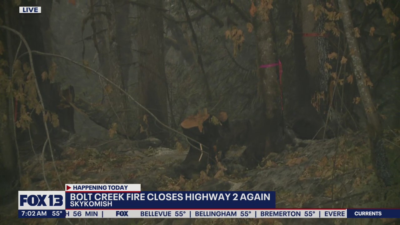 US 2 closure on Wednesday to remove trees burned above highway in Bolt Creek Fire