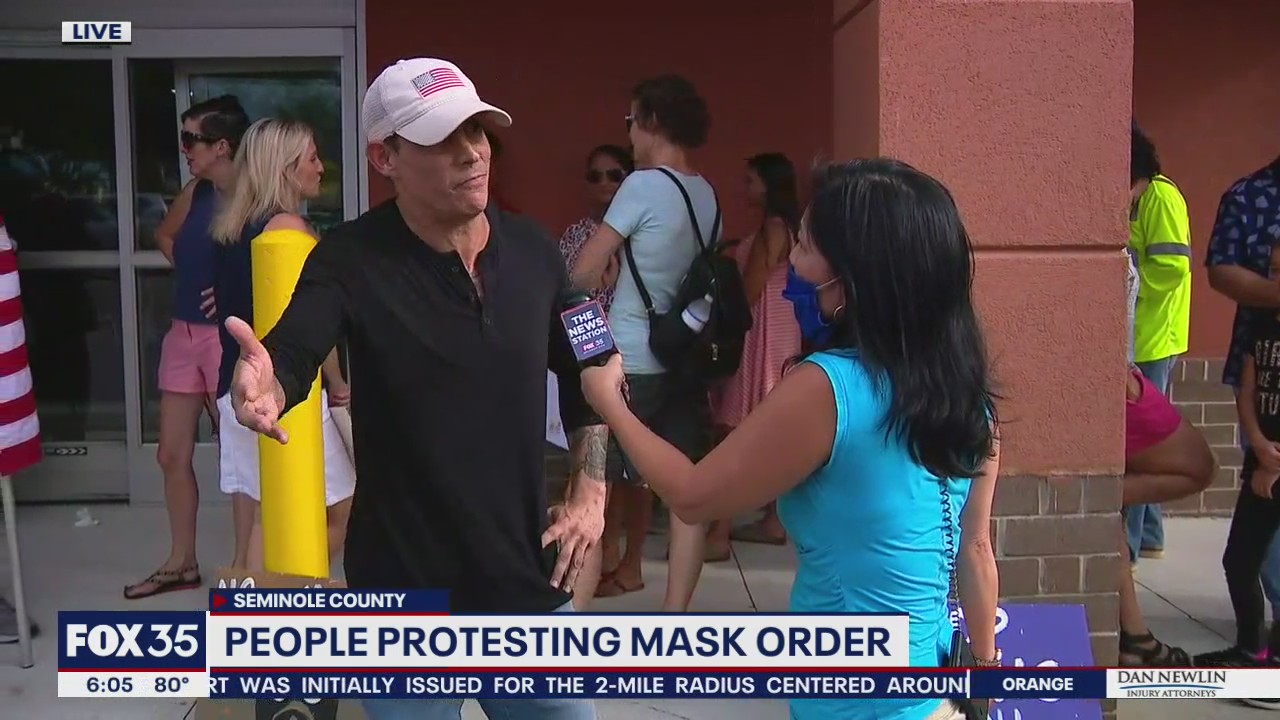 People protesting mask order in Seminole County