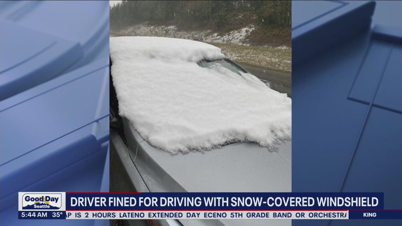 Driver fined nearly $600 for driving with snow-covered windshield in Washington state